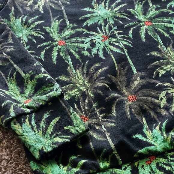 Scotch & Soda All Over Palm Tree Print French Terry Pullover Green Hoodie (M) - Picture 14 of 16